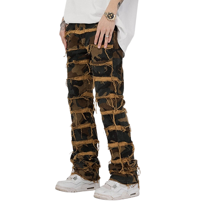 Punk Stacked Straight Grunge Jeans Pants 