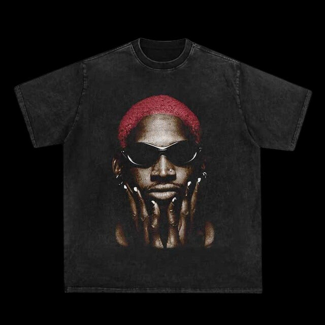 Vintage Dennis Rodman Portrait Print T-Shirt