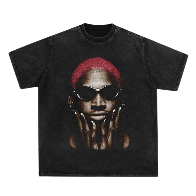 Vintage Dennis Rodman Portrait Print T-Shirt